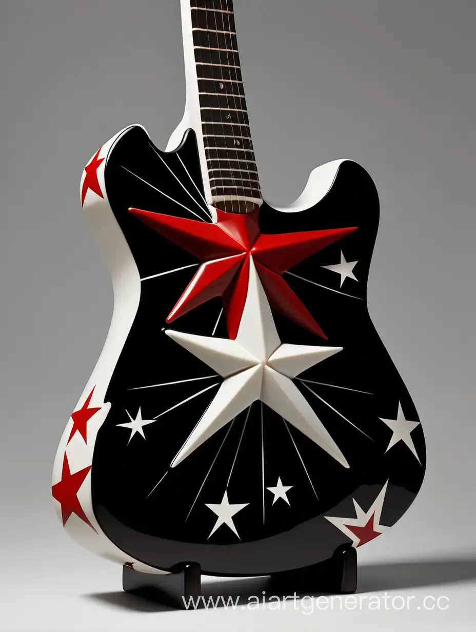 Black-Porcelain-StarShaped-Rock-Guitar-with-Unique-Patterns