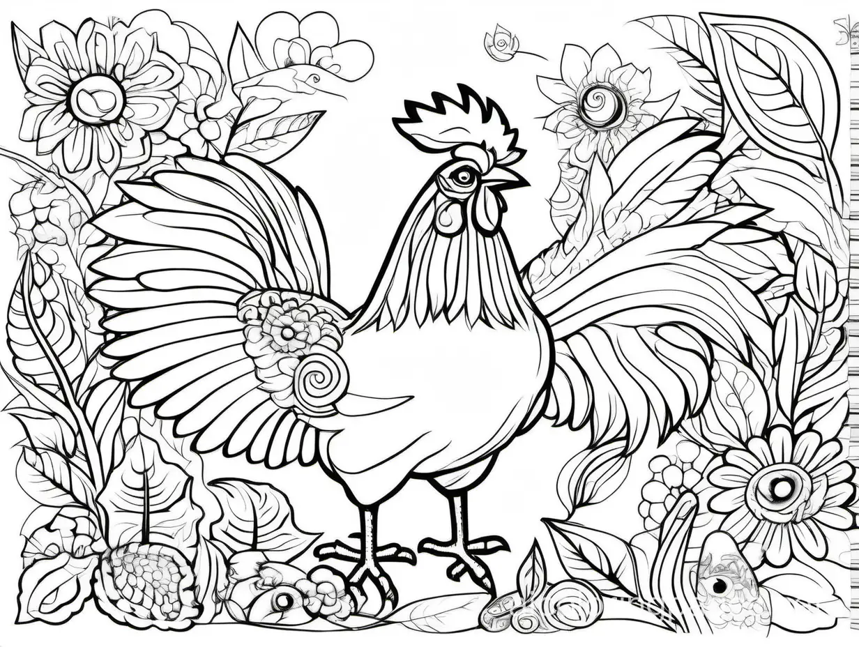 Create coloring pages that bring to life 'Don't count your chickens before they hatch' idiom in a visually captivating and playful manner. Each page should feature a unique illustration that creatively represents the literal or figurative meaning of the idiom. Use a variety of artistic styles, patterns, and designs to make the coloring experience enjoyable for adults. Incorporate intricate details and vibrant colors to make the page visually stimulating. Ensure that the illustrations are clear and engaging, encouraging users to explore and interpret the idioms in their own unique way through coloring. Let your creativity flow as you transform this idiom into delightful work of art., Coloring Page, black and white, line art, white background, Simplicity, Ample White Space. The background of the coloring page is plain white to make it easy for young children to color within the lines. The outlines of all the subjects are easy to distinguish, making it simple for kids to color without too much difficulty