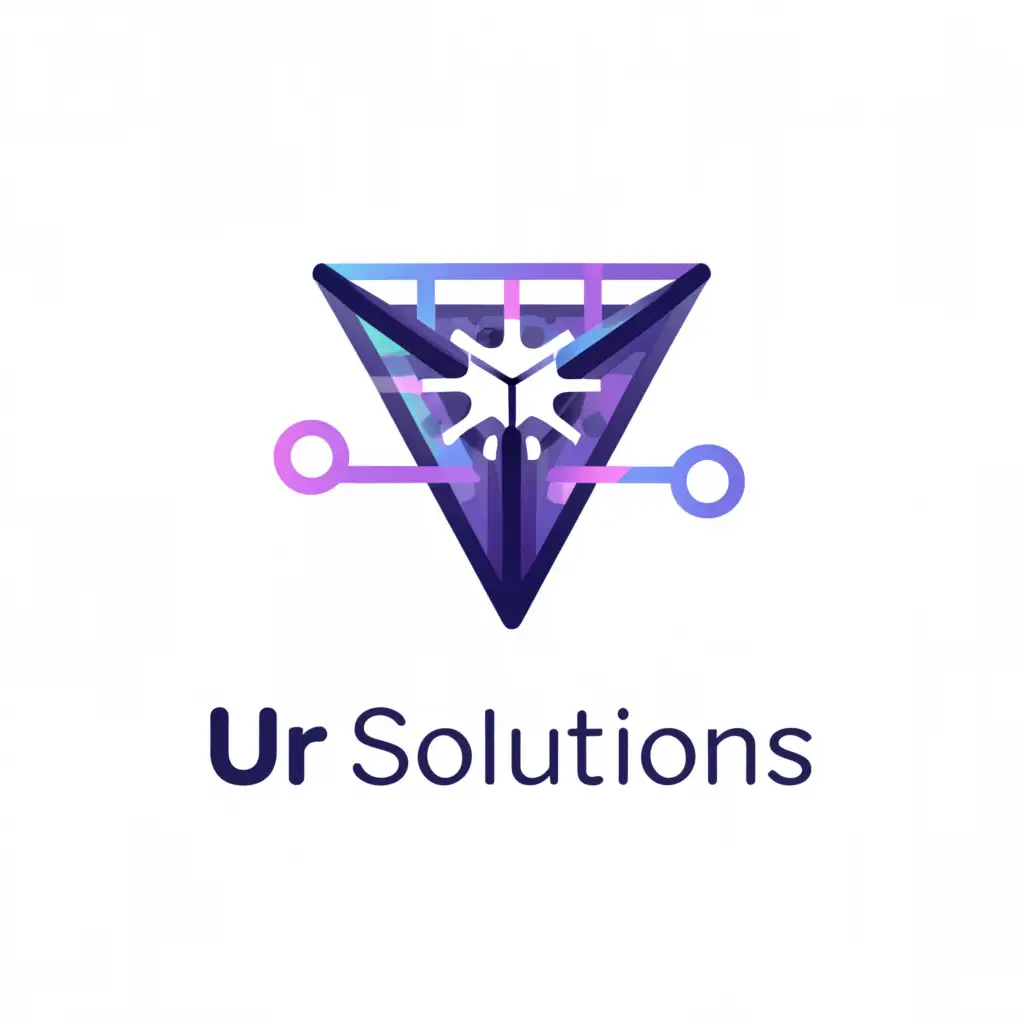 a logo design,with the text "UR Solutions", main symbol:Dimensional Diamond, gradient, key or network in negative space in middle,Moderate,be used in Technology industry,clear background