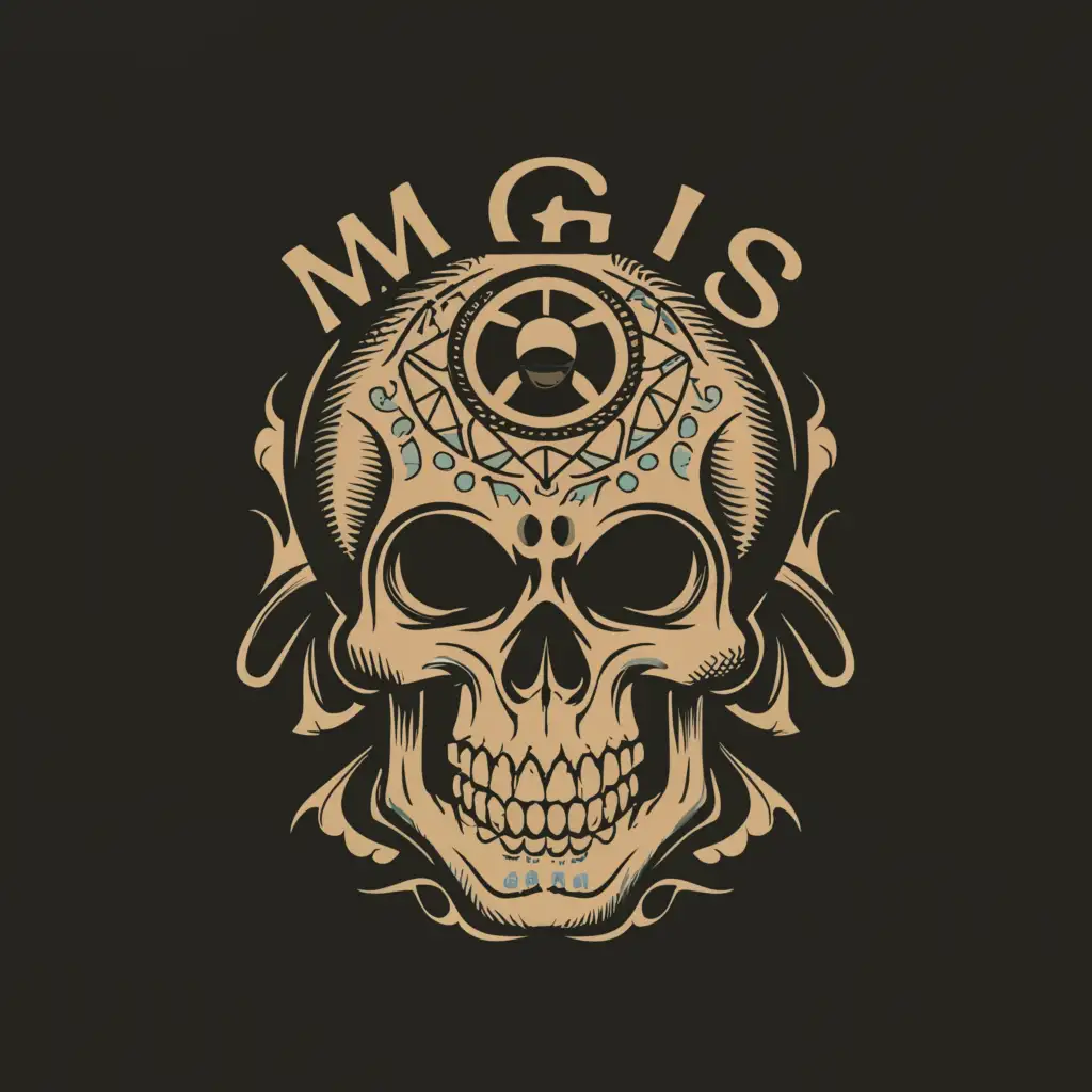 a logo design,with the text "MaGiS", main symbol:Realistic human skull with a third eye on the forehead,Сложный,be used in Другие industry,clear background