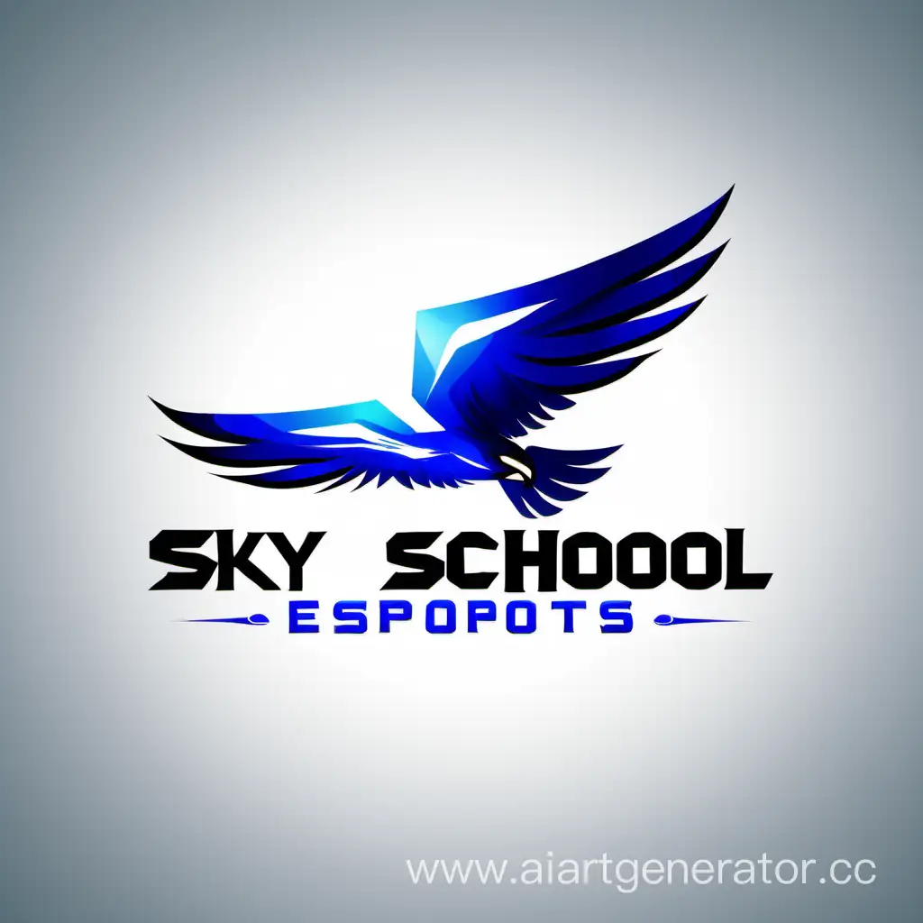 Title: SkySchool Esports Logo
Prompt: (logo design, sleek, modern:1.2), "SkySchool" in bold, stylish font, (electric blue color:1.1), dynamic swoosh representing speed and agility, silhouette of a soaring eagle, wings spread wide, sharp and sleek lines, futuristic vibe, esports theme, professional and clean design, suitable for online branding, white background for contrast, high-resolution, emblematic of growth and achievement in gaming education.