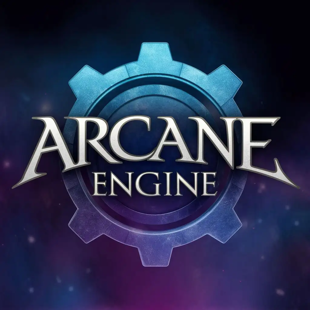 logo, cogwheel, with the text "ARCANE ENGINE", typography, be used in Entertainment industry