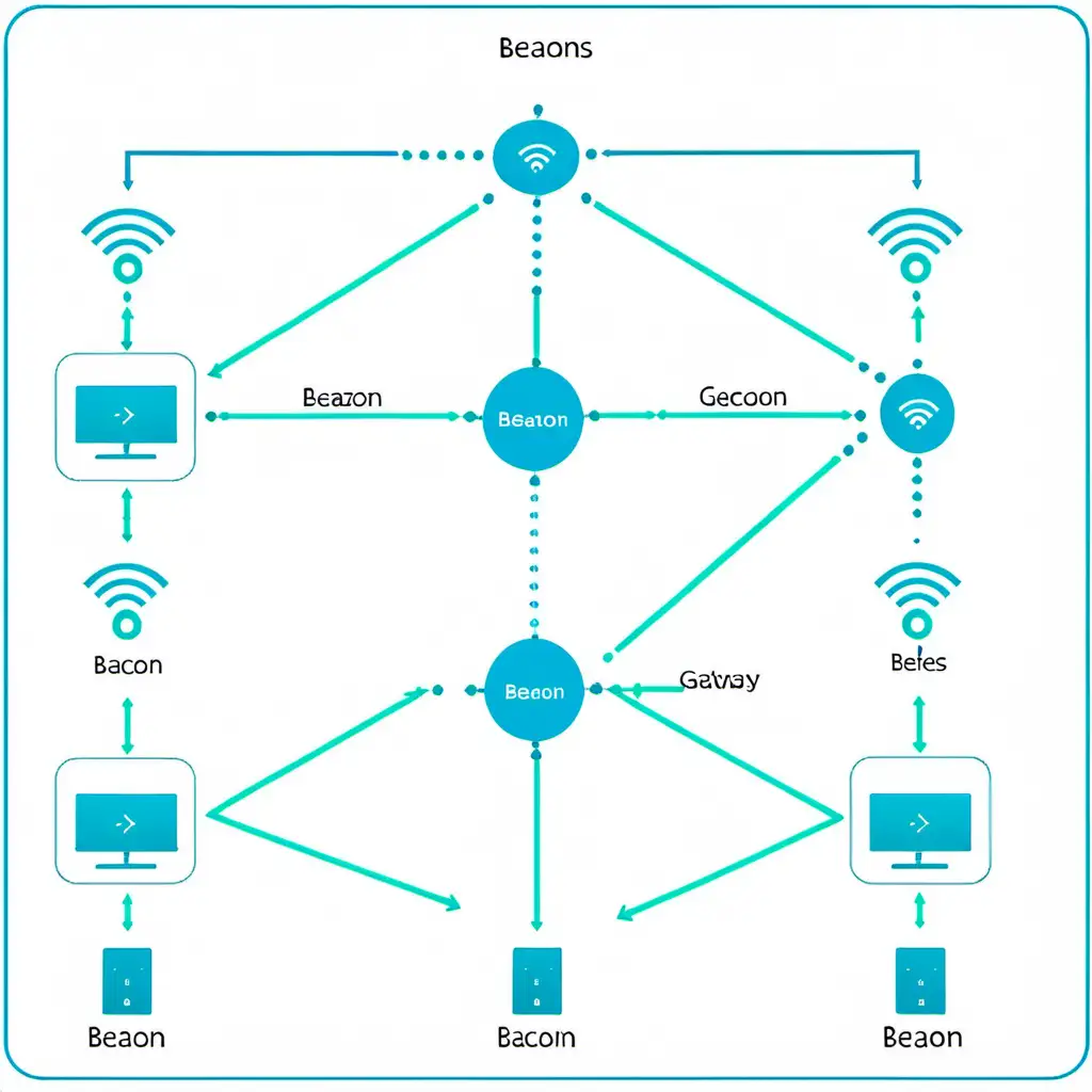 Diagram of BLE Beacons Nodes and Gateway Network