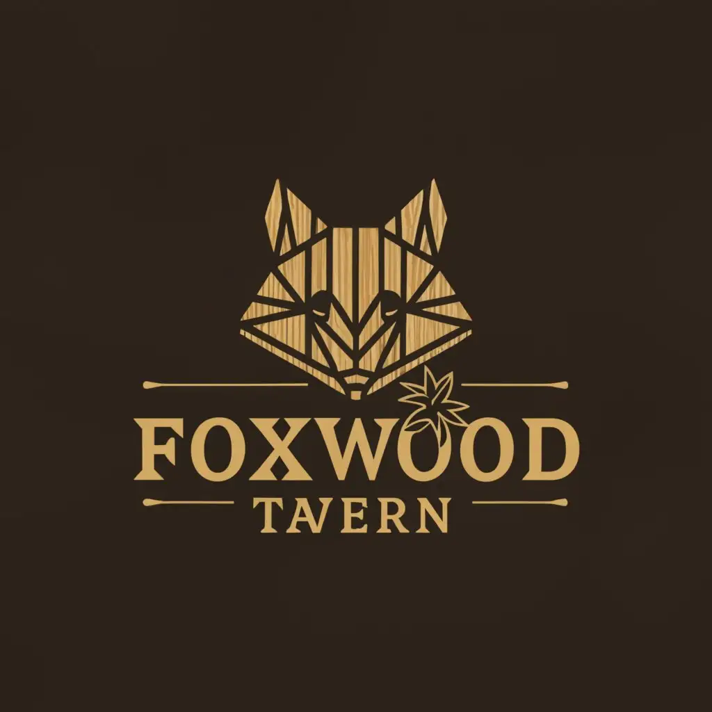 a logo design,with the text "Foxwood Tavern", main symbol:Looking for a logo for a small town bar and restaurant called Foxwood Tavern. The town is known for their food and for their woodworking.,Minimalistic,clear background