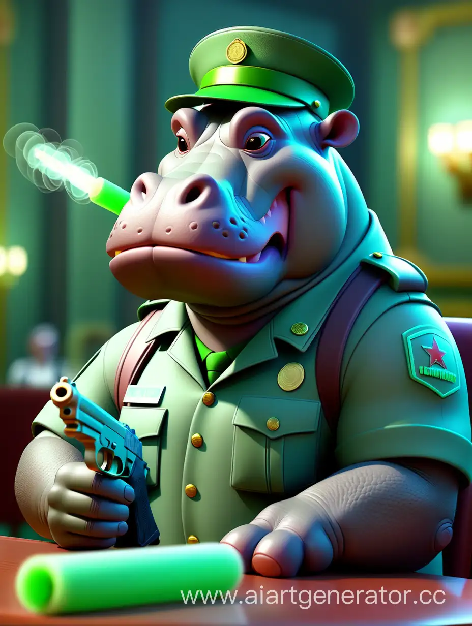 Hippo-Security-Guard-in-DreamworksInspired-Subrealistic-Setting