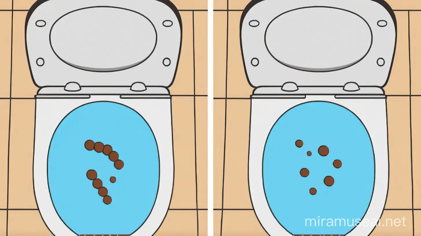 human human poop vs. poop as rounded balls, side by side comparison, illustration