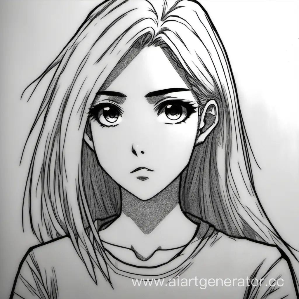 Expressive-Realistic-Manga-Drawing-of-a-Sad-Girl-with-ShoulderLength-Hair