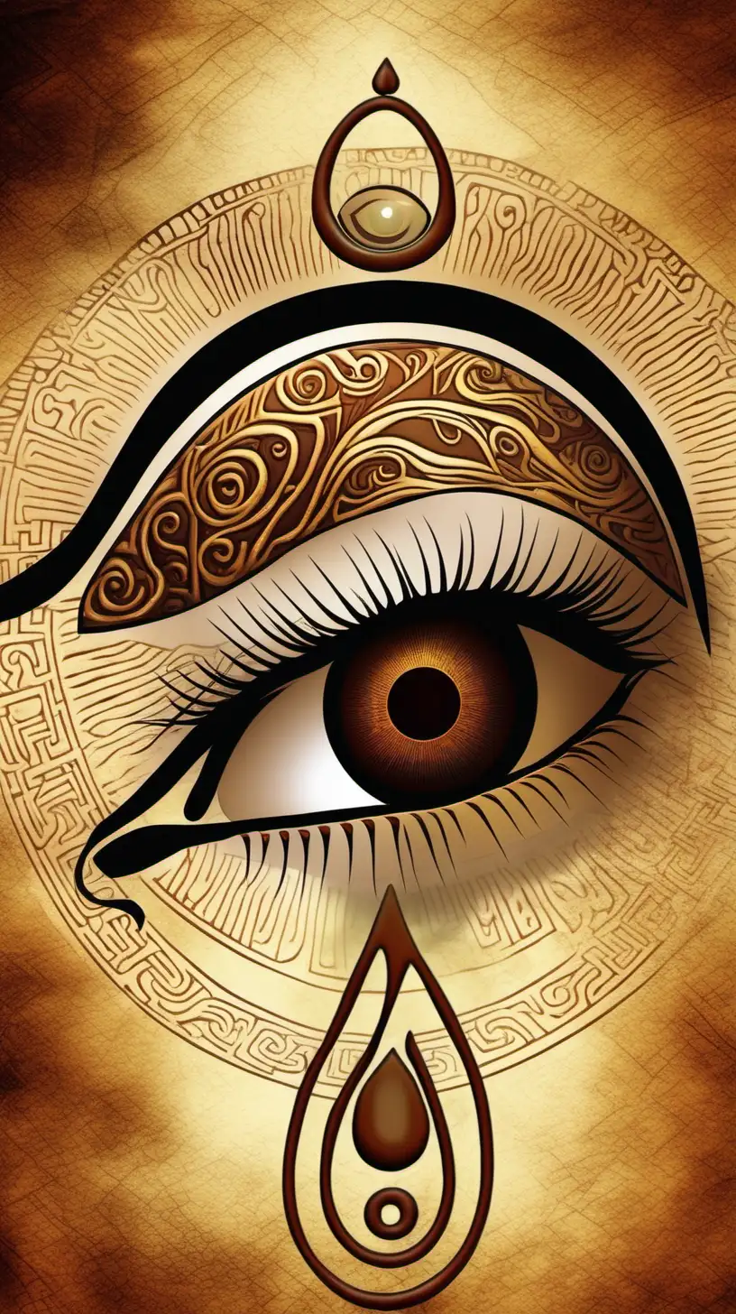 Mystical Book Cover featuring the Eye of Horus with Brown Iris and Feminine Essence