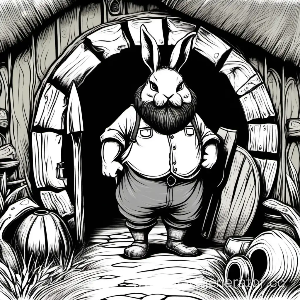 Rural-RabbitWoodcutter-Chubby-Figure-against-Hobbit-Hole