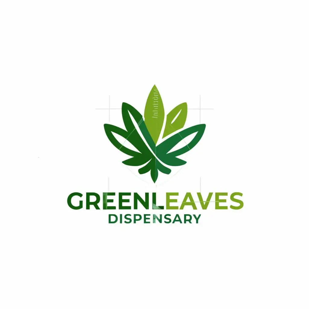 a logo design,with the text "GreenLeaves Dispensary", main symbol:Marijuana leaf with GreenLeaves written,complex,be used in Medical Dental industry,clear background