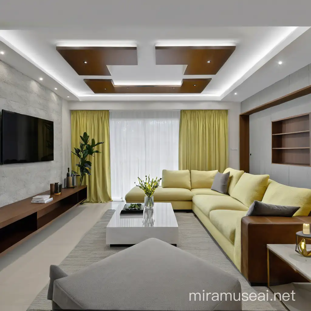 Bright Yellow Sofas in a Modern Living Room