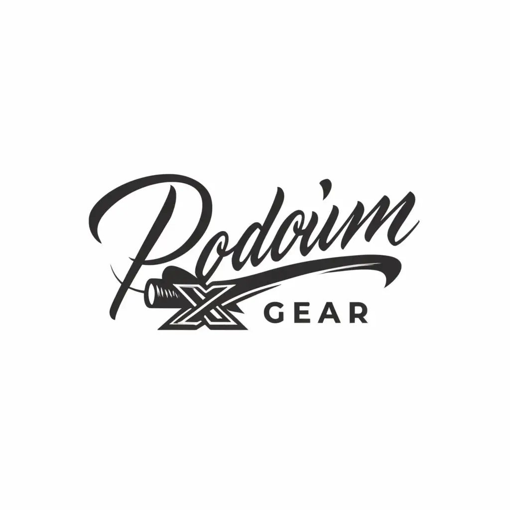 a logo design,with the text 'Podium X Gear', main symbol: winning, quallity logo, typography, calligraphy, apparel, no background, png, remove background, brand fonts,,Minimalistic,clear background
