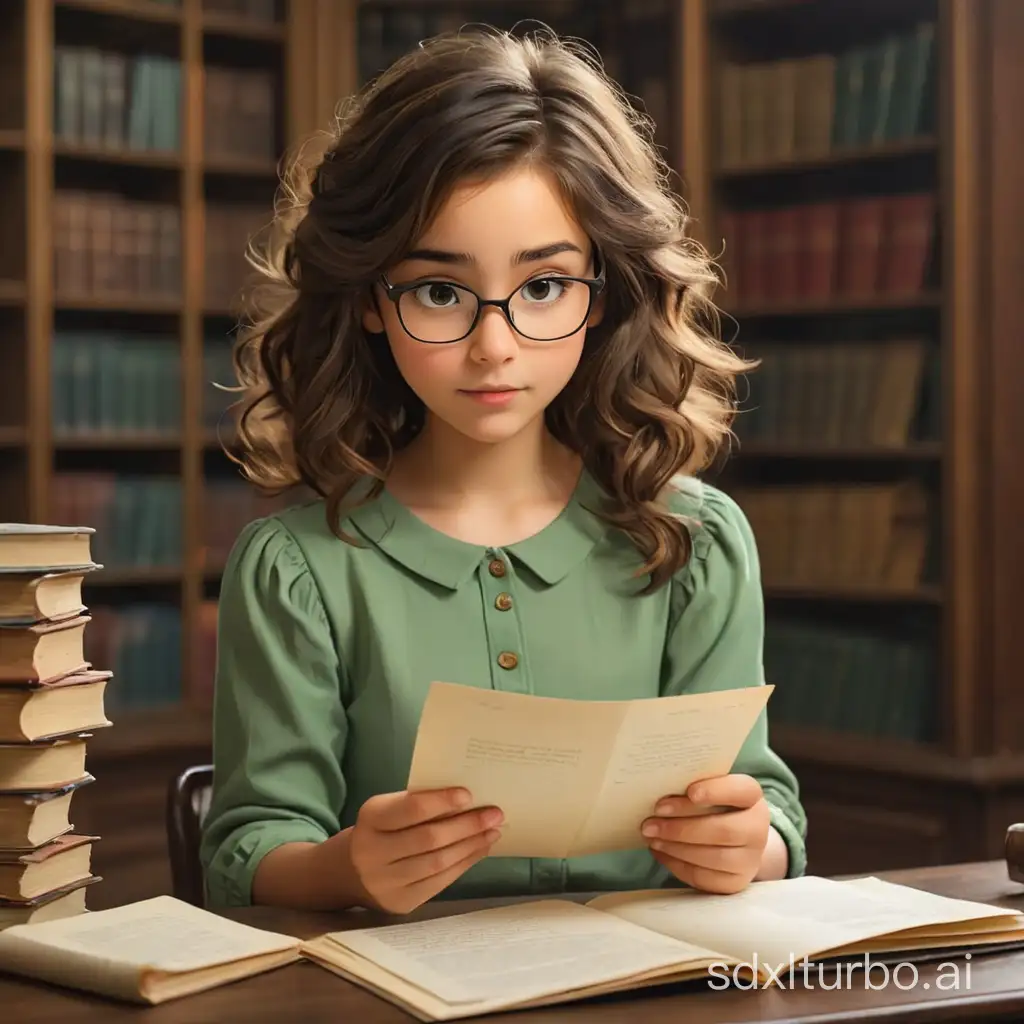 Young-Librarian-Engrossed-in-Reading-a-Personal-Letter
