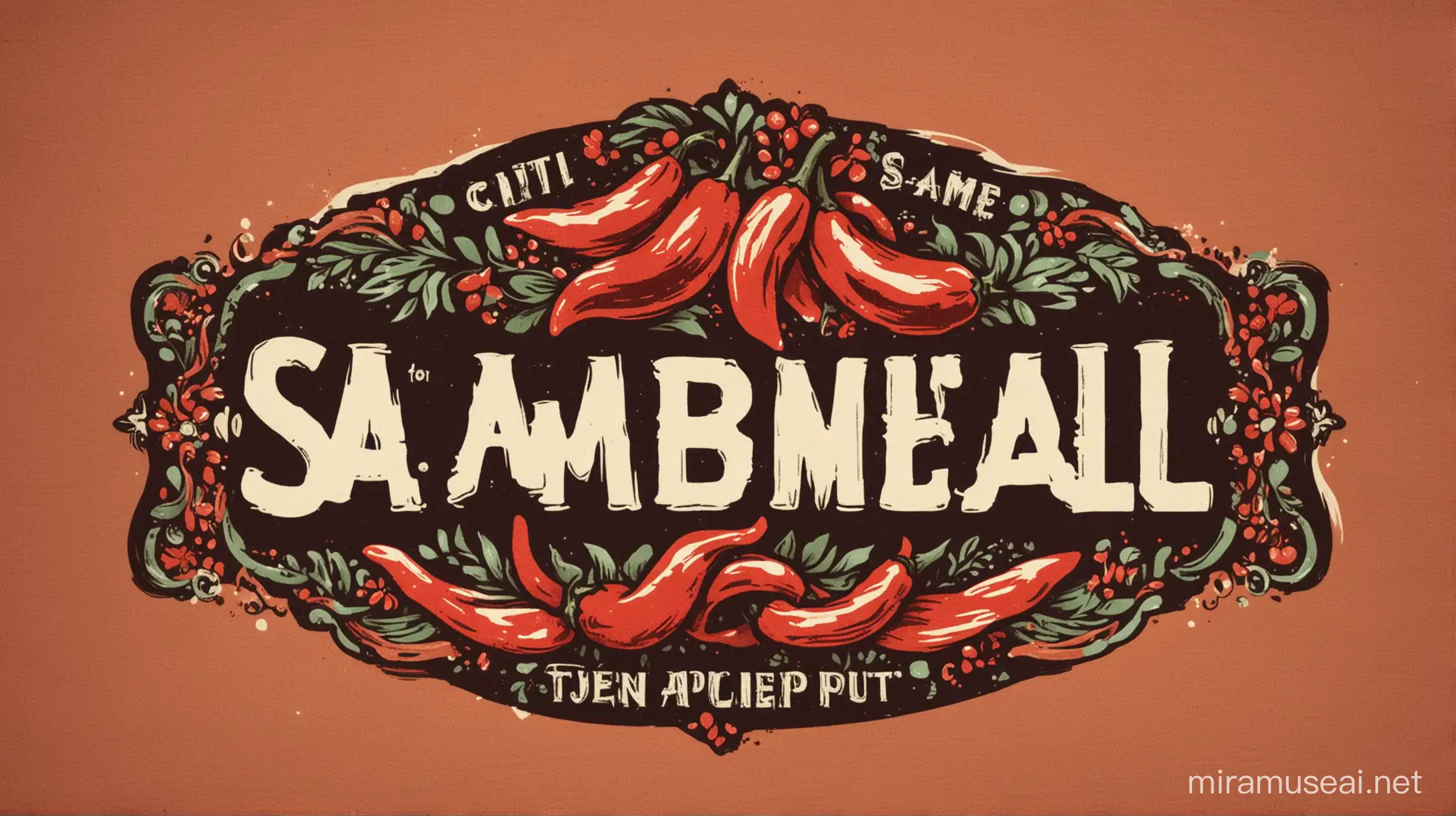 Vintage Sambal Buffet Logo with Chili Pepper Icon