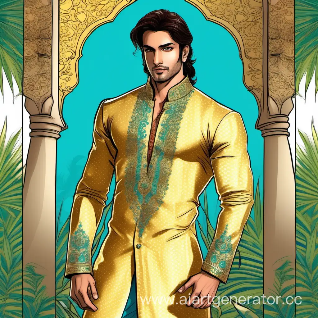 Handsome-Indian-Prince-in-a-Tropical-Garden