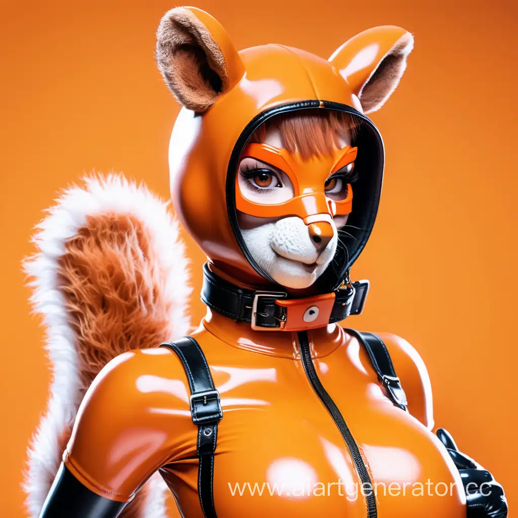 Cute-Latex-Girl-Furry-Squirrel-in-Orange-Latex-Skin-and-Mask