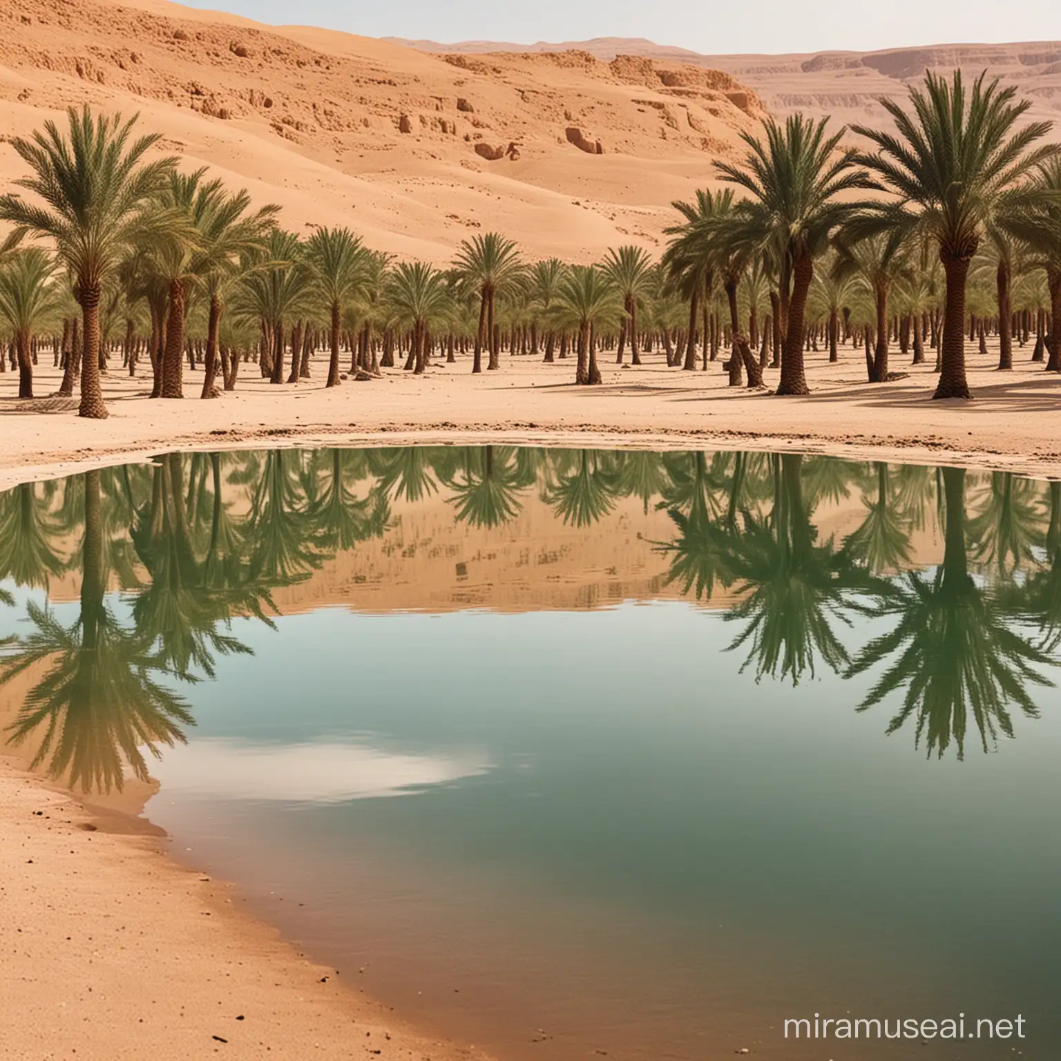 Desert Mirage Reflecting Oasis Scene