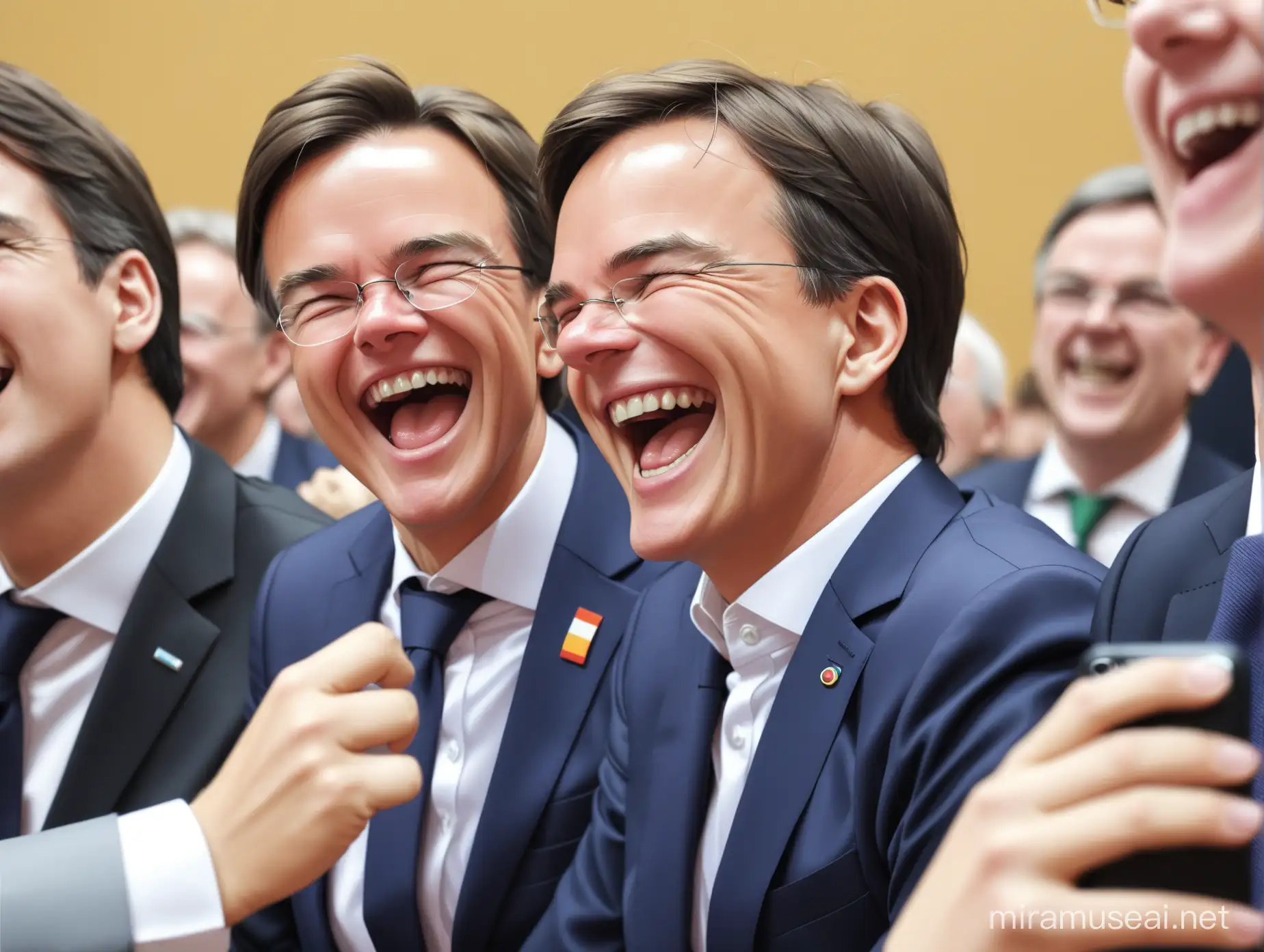 Rutte laughing