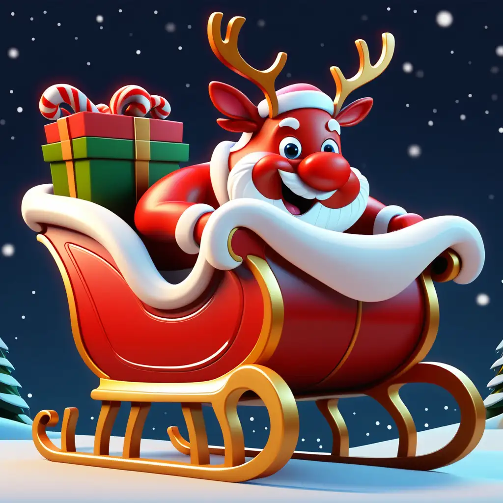 Cheerful Christmas Cartoon Sleigh Ride with Festive Characters