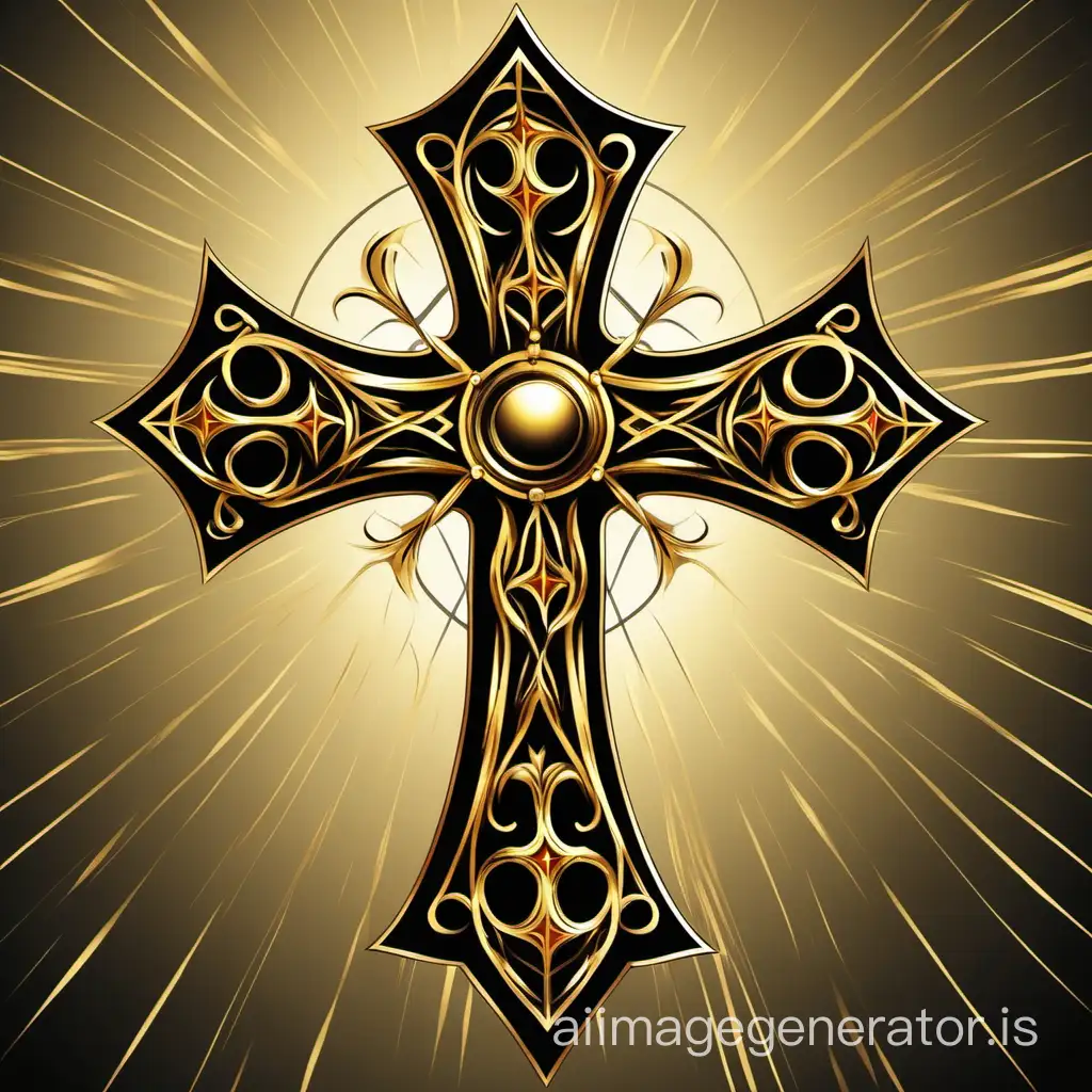Golden cross with elements of Gothic style