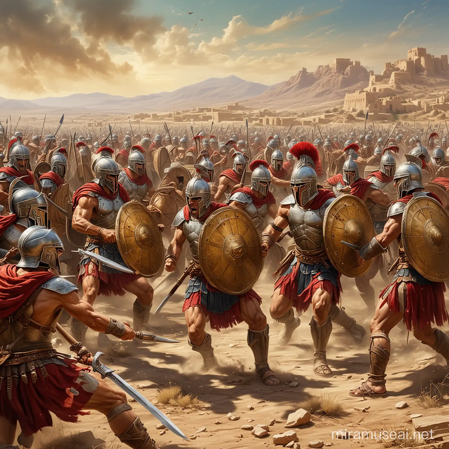 Brave Spartans Engage in Fierce Battle Against Persians