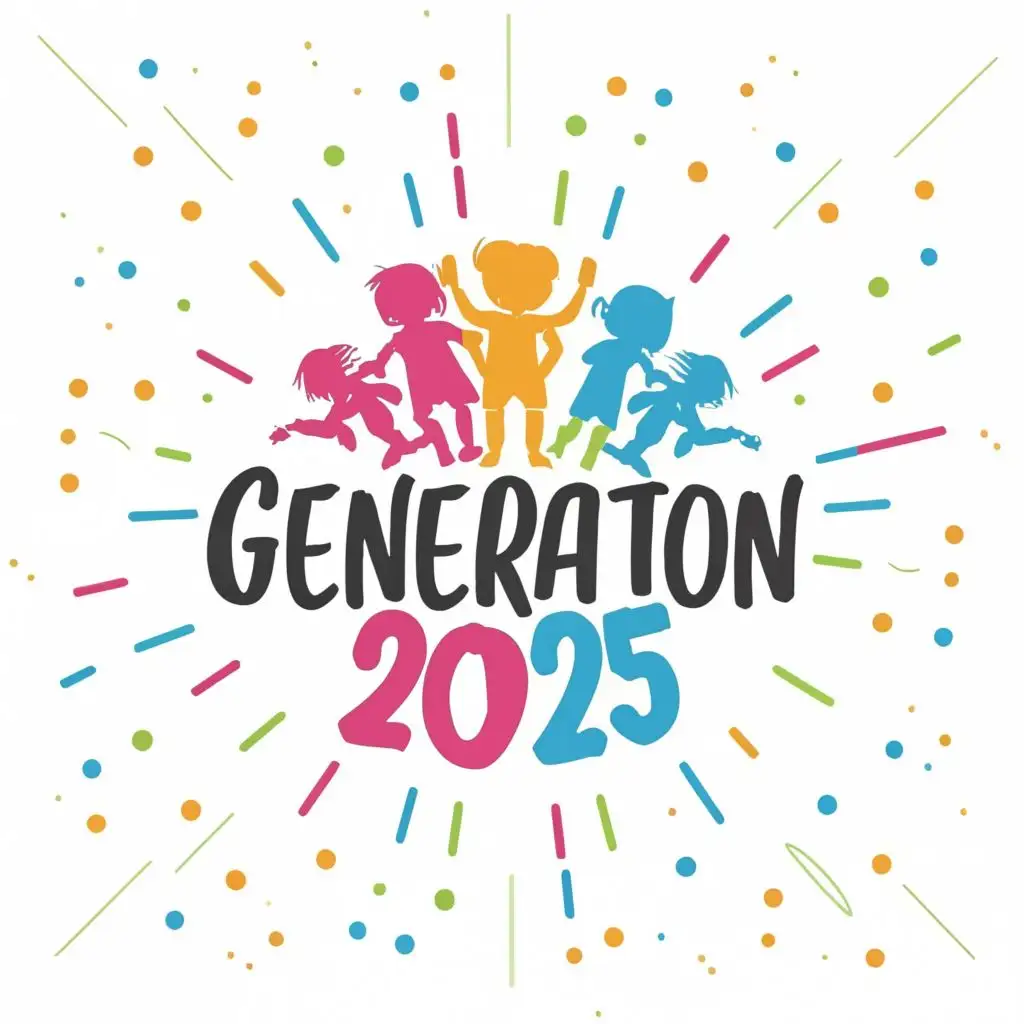 logo, colors kids, with the text "Generation 2025", typography, be used in Education industry