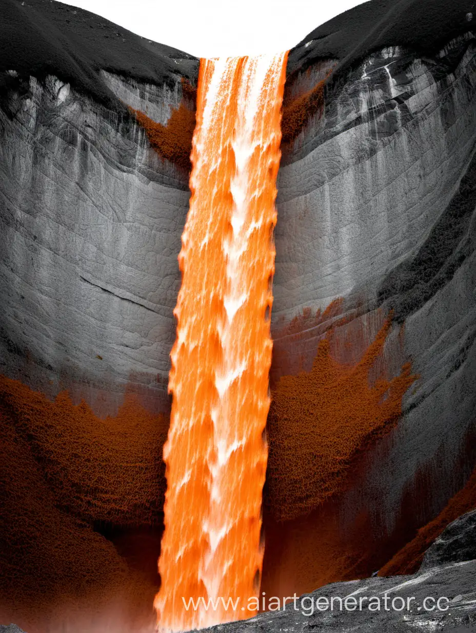 Vibrant-Orange-Waterfall-Cascading-Through-Lush-Forest-Canopy
