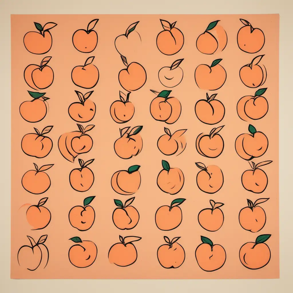 HandPrinted Simple Peaches Andy Warhol Inspired Art