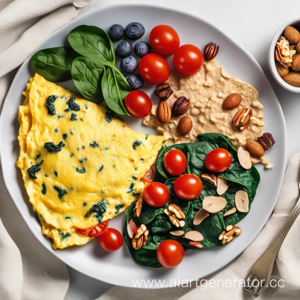 Wholesome-Breakfast-Omelette-with-Eggs-Tomatoes-Spinach-and-Nutty-Oatmeal