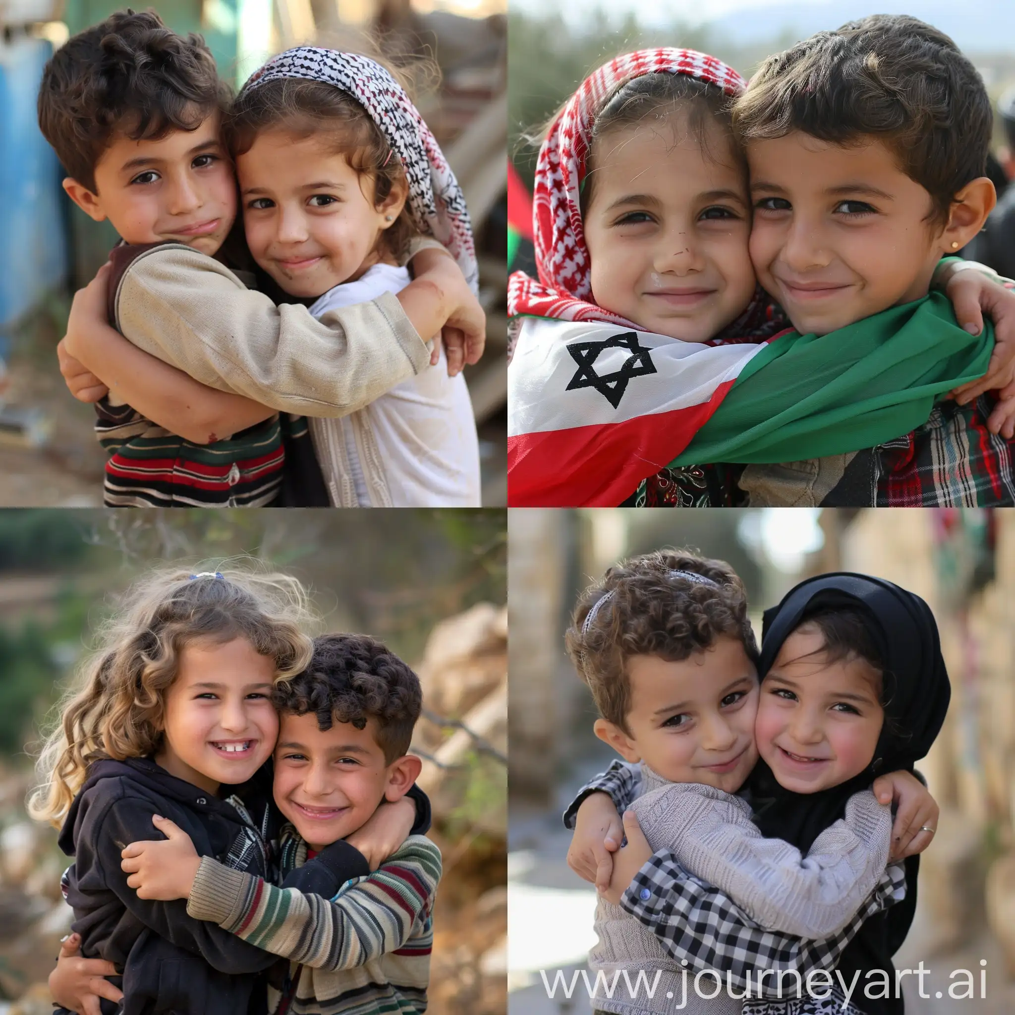 Palestinian-and-Israeli-Children-Embrace-Friendship-in-Harmony
