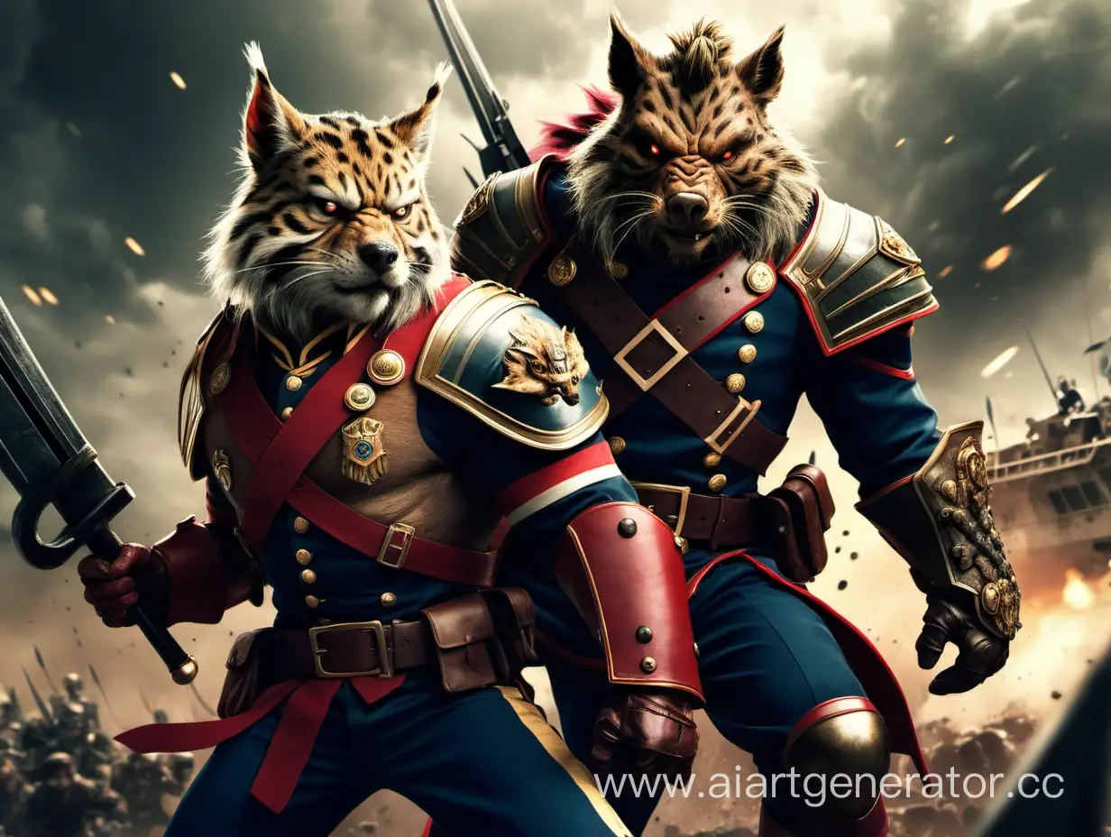 Captain-Lynx-and-Boar-in-Uniform-Battle-Scene