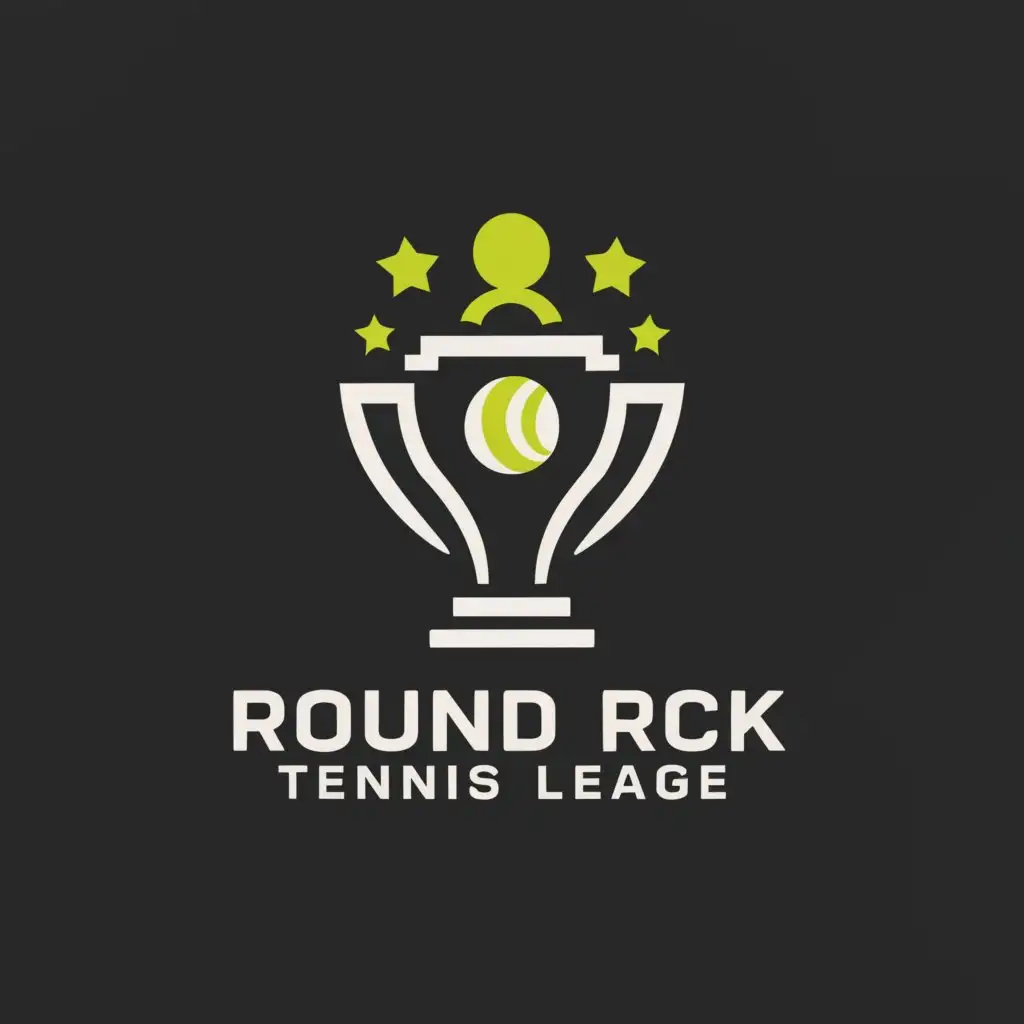 a logo design,with the text "Round Rock Tennis League", main symbol:Trophy,complex,clear background