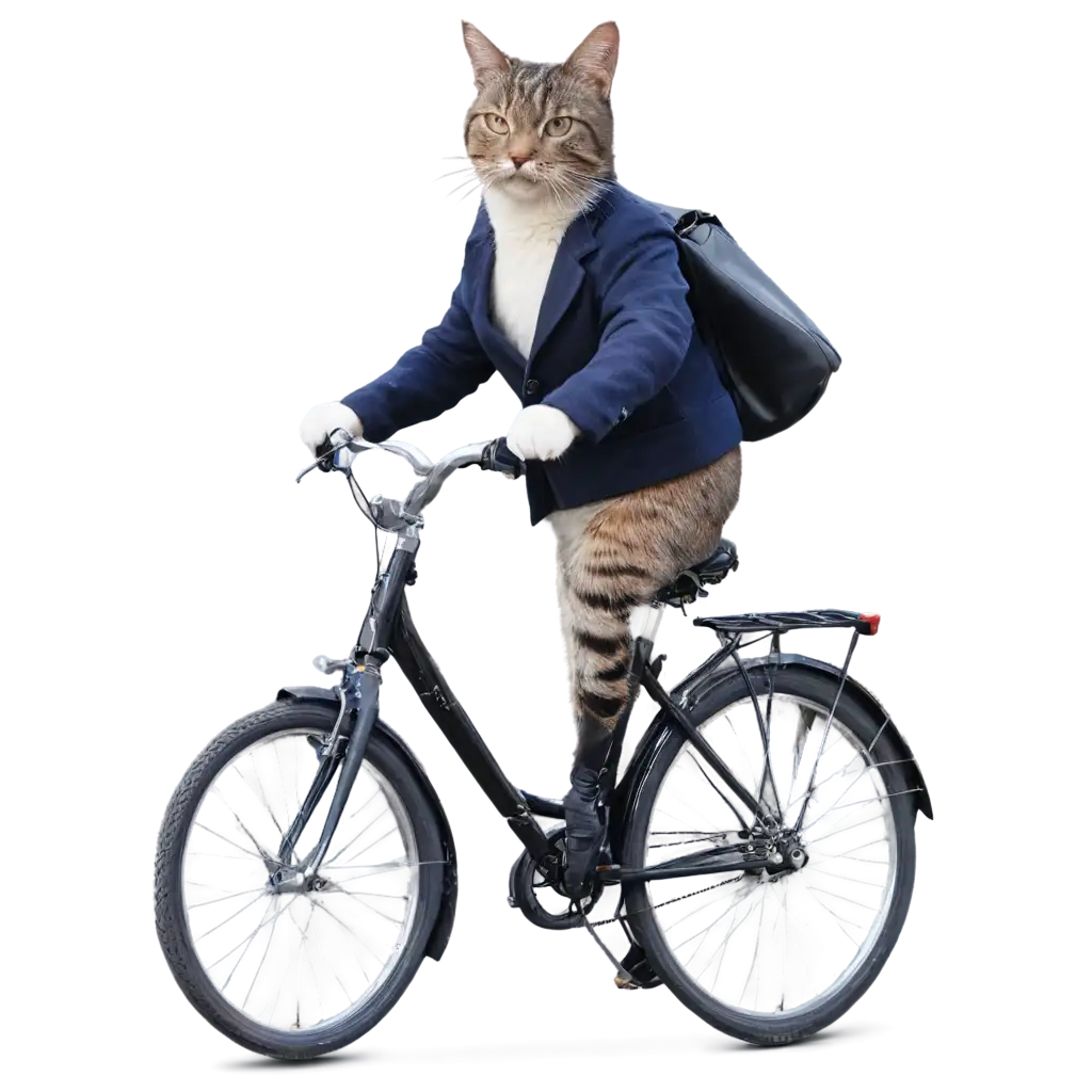 a cat driving a bicycle