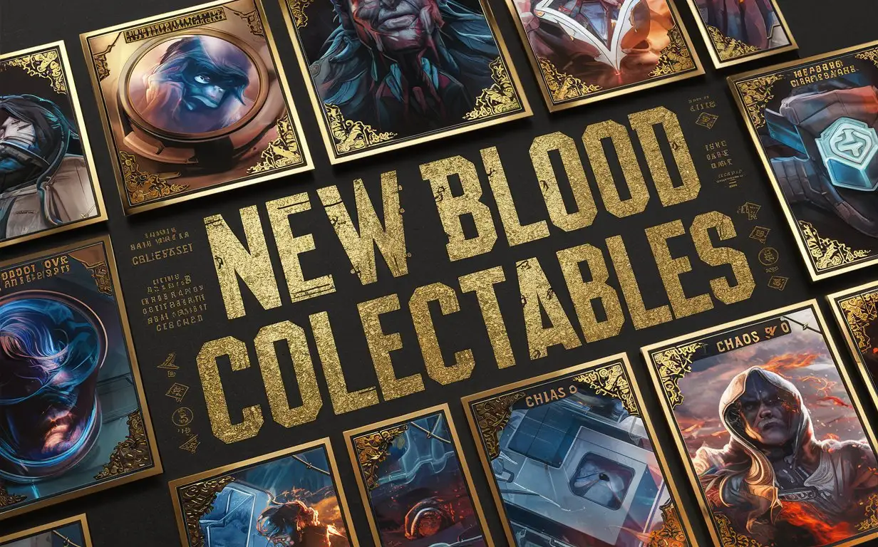 complex border add bold text""New Blood Collectables"" complex gold edition new blood collectable card include name "New Blood Collectables" anime gold print card premium 14PT card stock authenticated breathtaking UHD new blood hero visuals, trending on 'new blood gaming' marketed by 'new blood network'--chaos 90 --testpfx Description: "New Blood Collectables" presents a thrilling universe teeming with extraordinary characters and gripping narratives. Dive into a world where heroes and villains clash in epic battles, where powers beyond imagination collide, and where every twist and turn reveals new depths of intrigue. Embark on a journey unlike any other, where each collectable piece unveils a rich tapestry of adventure, suspense, and boundless imagination. Add_Details_XL-fp16 algorithm, 4D octane rendering, infused with global illumination --q 90 --testpfx