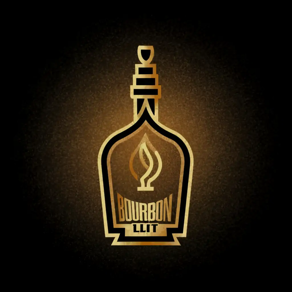a logo design,with the text 'BourbonLIT', main symbol:bottle lamp,Moderate, clear background.