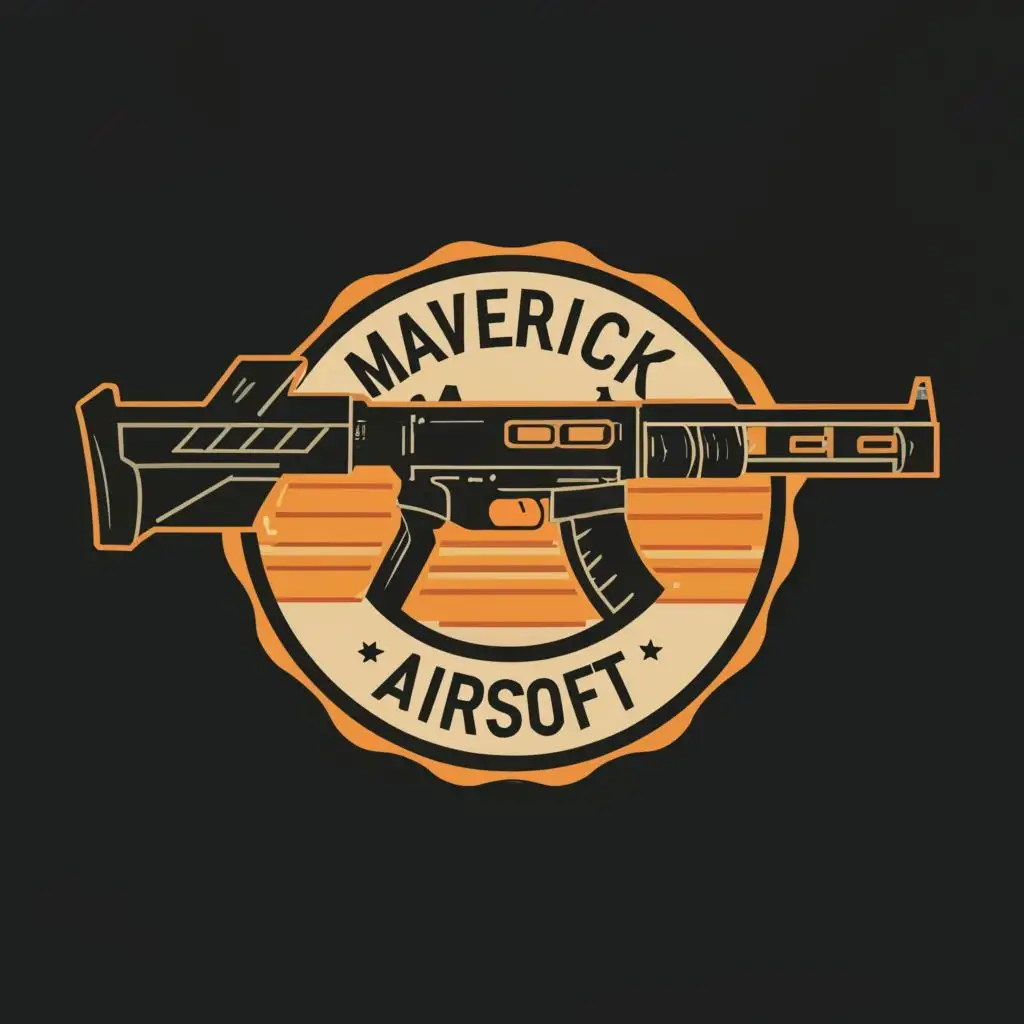 logo, Gun, with the text "Maverick Airsoft", typography, be used in Entertainment industry