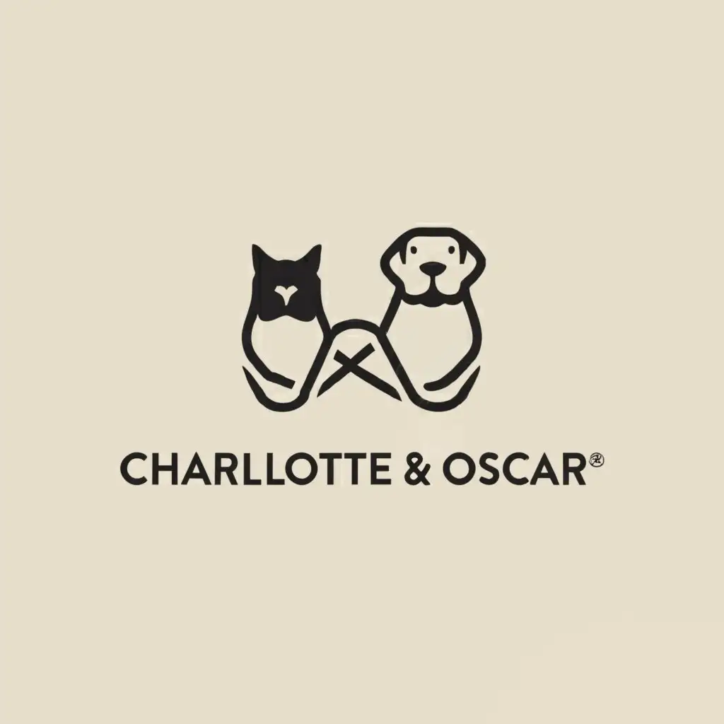 a logo design,with the text "Charlotte & Oscar", main symbol:a dog and a cat,Minimalistic,be used in Animals Pets industry,clear background