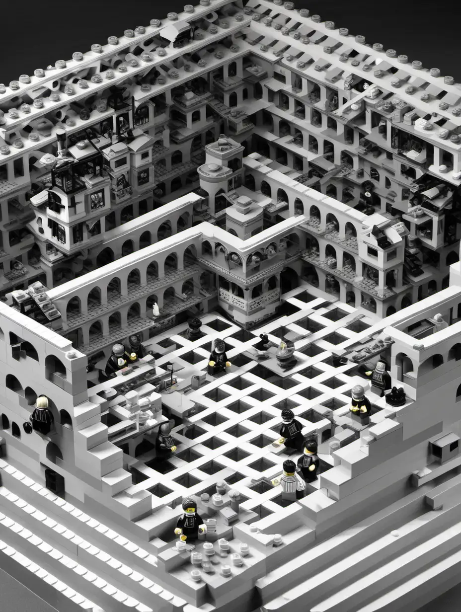 Escher Lego Art Intricate Geometric Construction