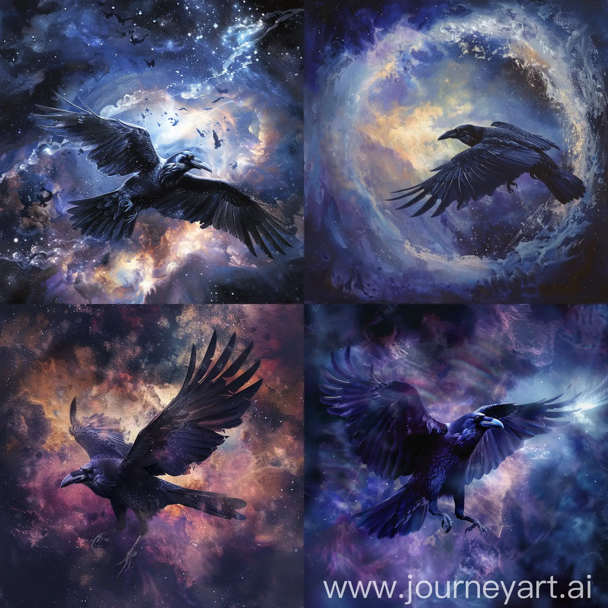 a raven phasing through an astral plane