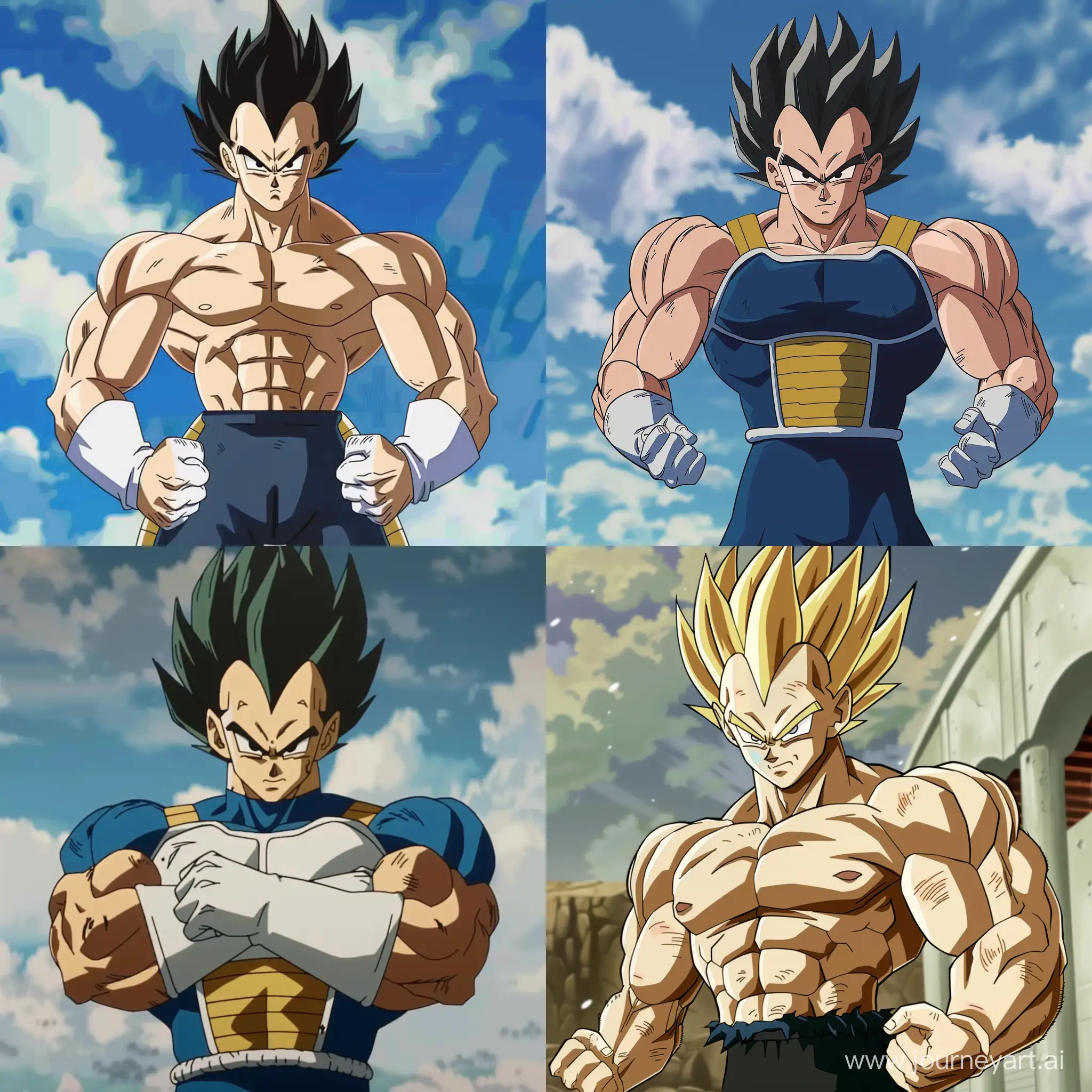 Vegeta having massive muscles.