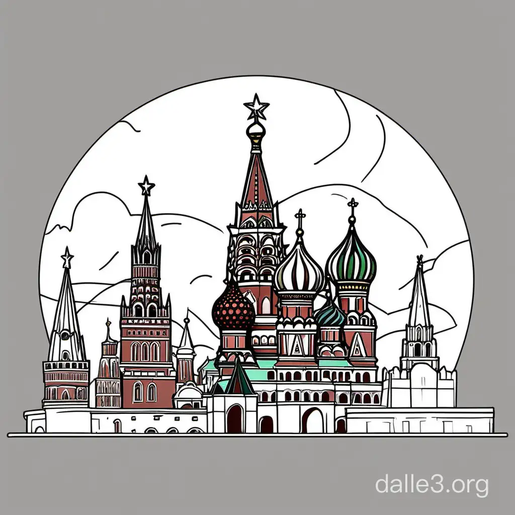 Minimalist Line Drawing of Moscow Kremlin | Dalle3 AI