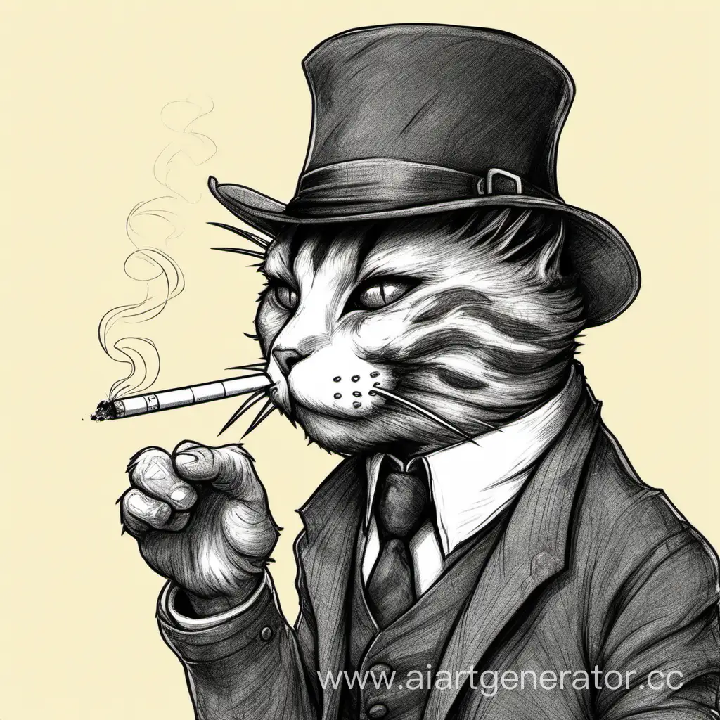 Нарисуй старого кота курящего сигарету