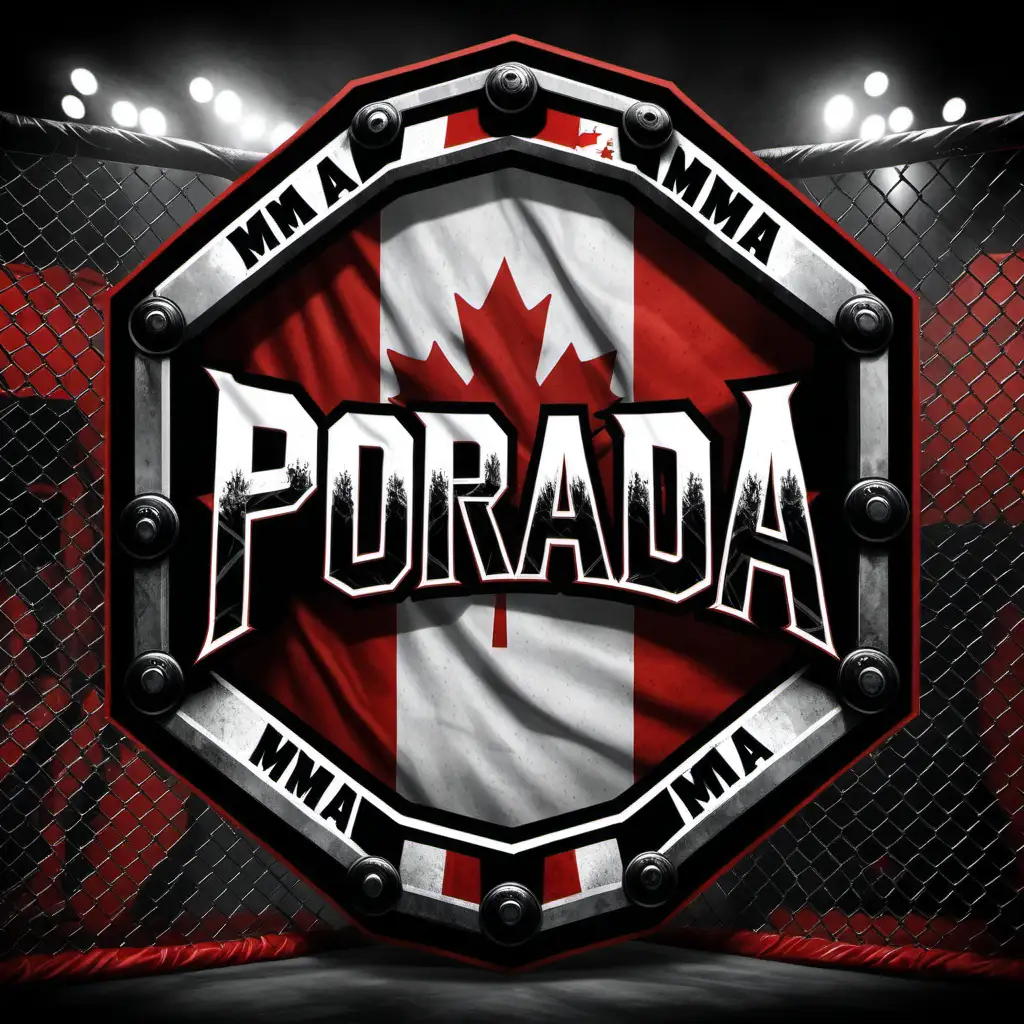 PORRADA MMA Logo Octagonal Design with Crossed Fire Axes and Canadian Flag