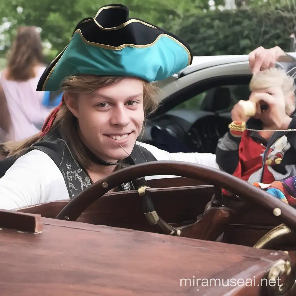 Cheerful Person Wearing Pirate Hat