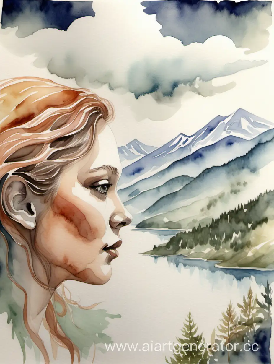 Natures-Portrait-Ethereal-Watercolor-Fusion-of-Woman-and-Landscape