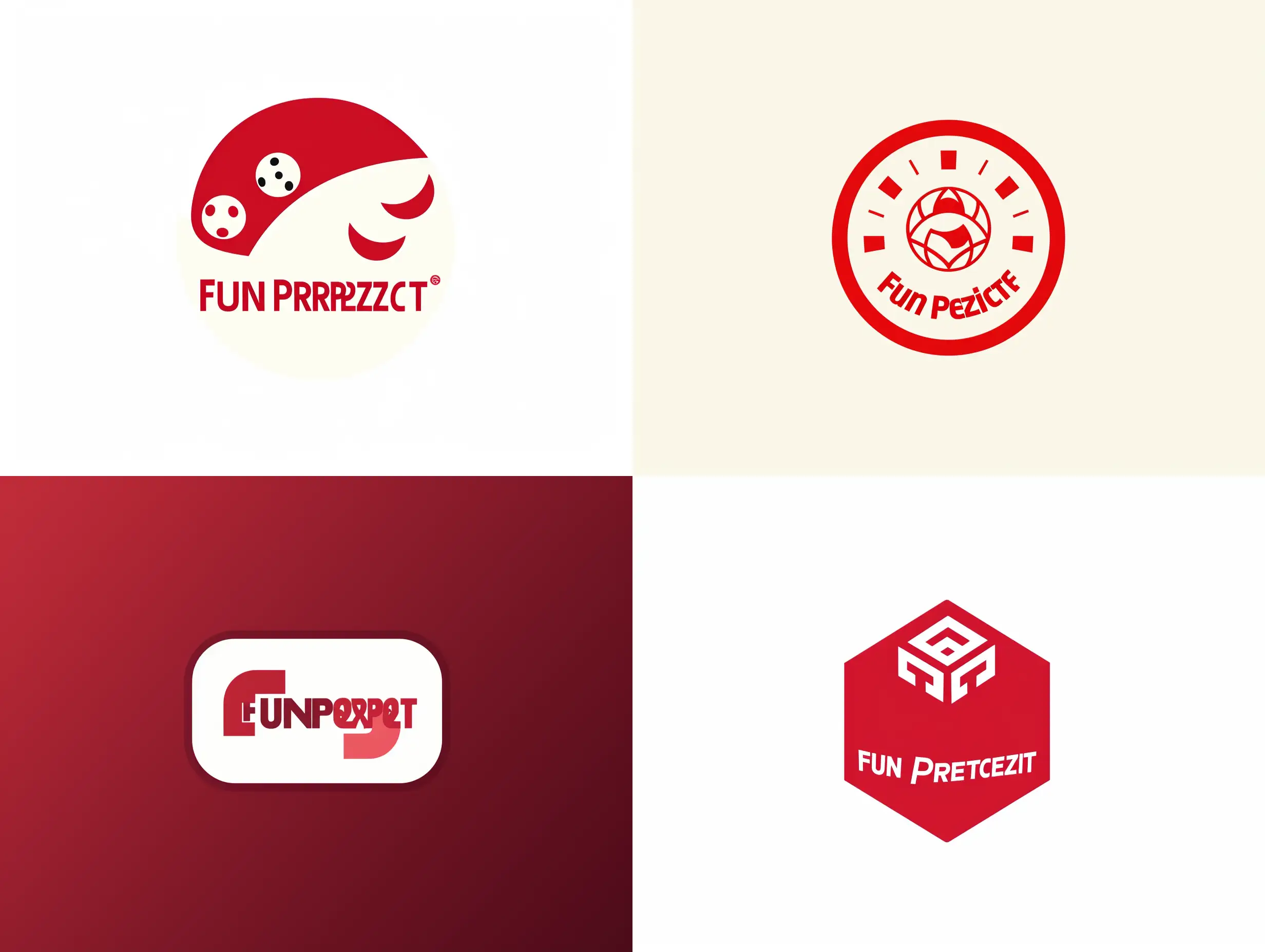 make a logo for the company "FunPredict" in red and white style