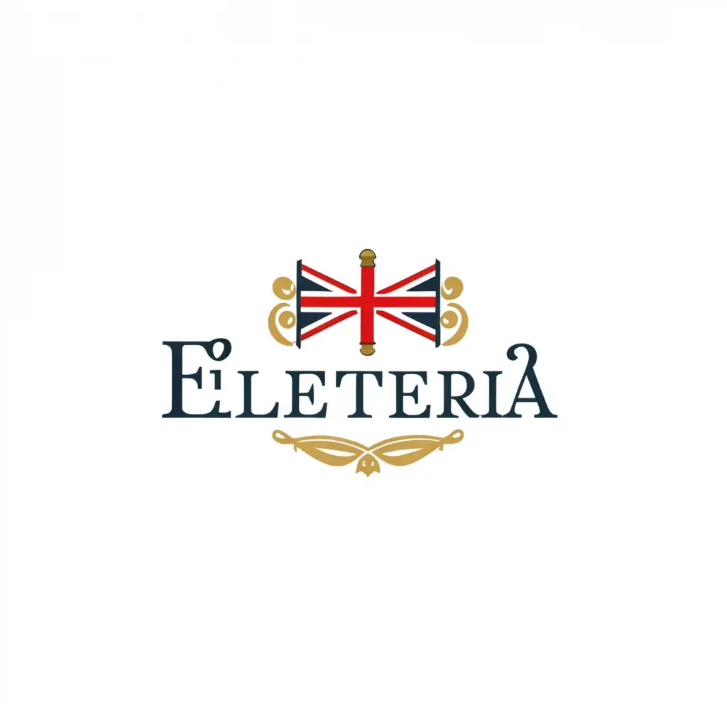 a logo design,with the text "Elefteria", main symbol:Flag of England,Moderate,be used in Education industry,clear background