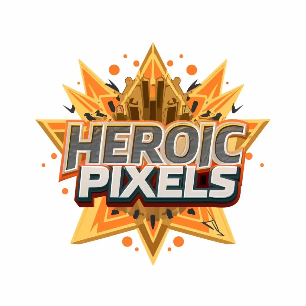 logo, HEROIC, with the text "HEROIC PIXELS Studio", typography, be used in Internet industry