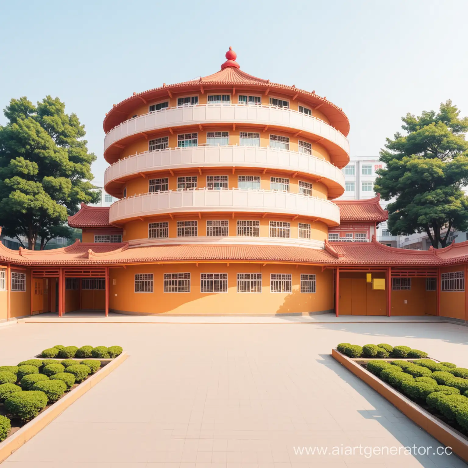 здание, детский сад, эстетика Китая
