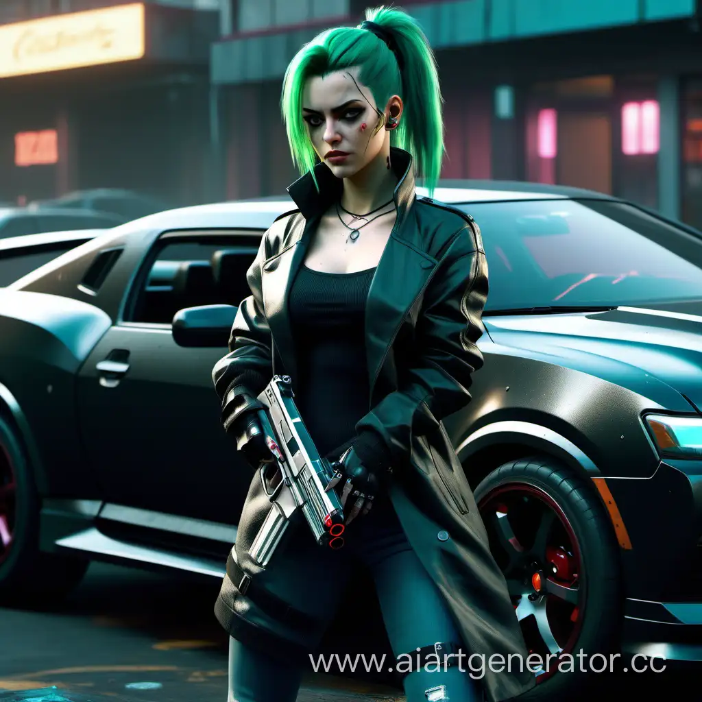 Cyberpunk-2077-Style-Woman-with-Pistol-4K-UltraHigh-Resolution